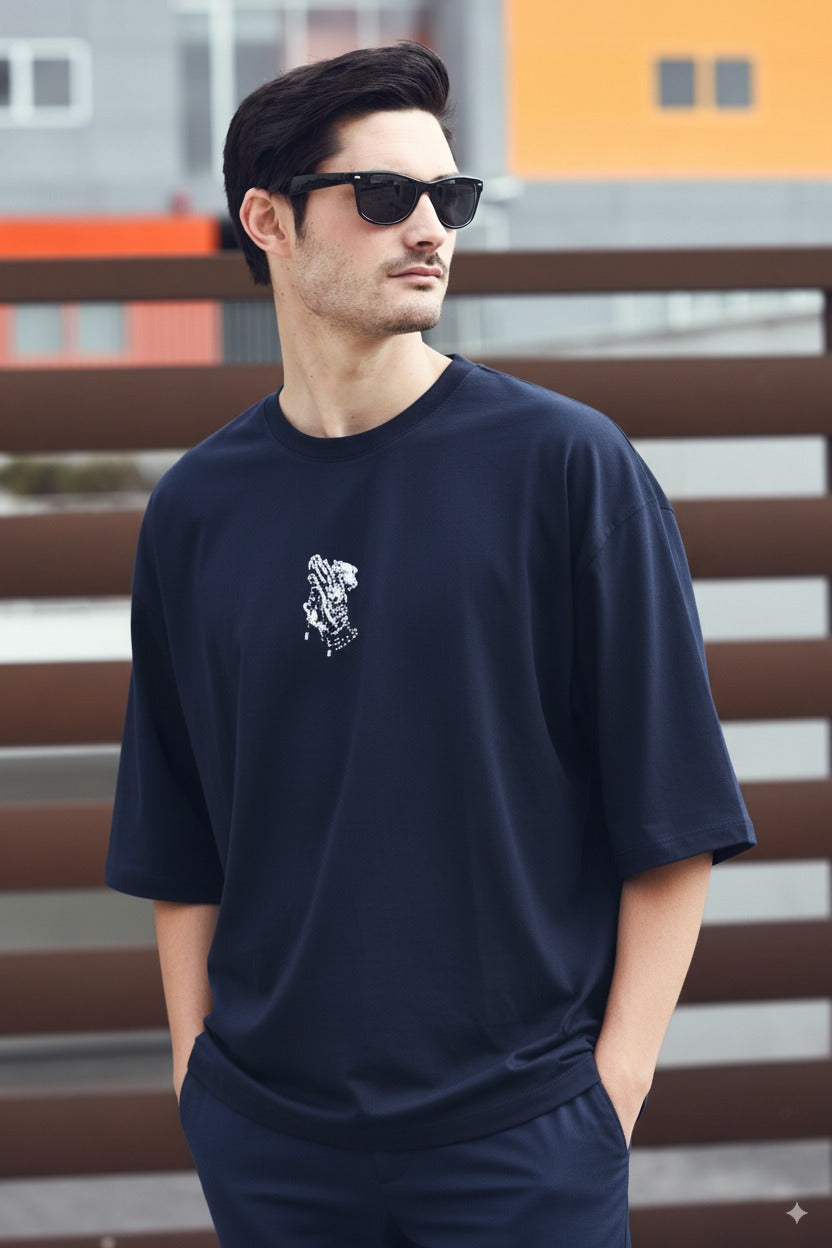 Men’s T-Shirt – Short Sleeve Crew Neck Casual Tee in Navy Blue Graphic T-Shirt