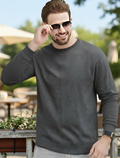 Men's Essentials Dark Grey Feel Cozy Fleece Long Sleeve Casual Sweatshirt - Mayaar Collections