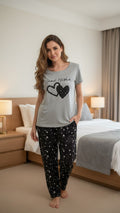 Women's Pajamas Set Short Sleeve Crewneck Shirt Top With Long Pants Sleepwear - Mayaar Collections