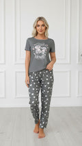 Women's Pajamas Set Short Sleeve Crewneck Shirt Top With Long Pants Sleepw - Mayaar Collections