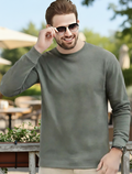 Men's Essentials Light Grey Feel Cozy Fleece Long Sleeve Casual Sweatshirt - Mayaar Collections