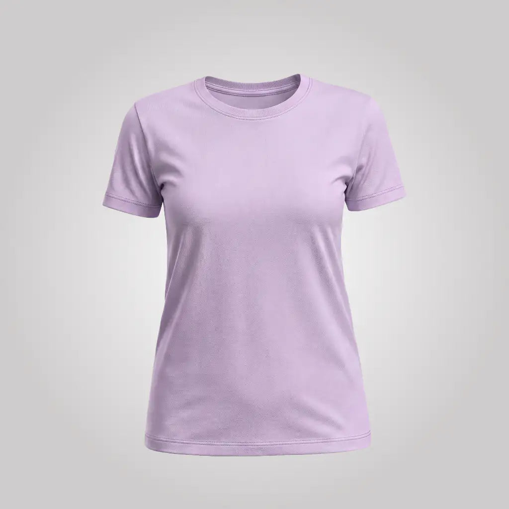 Women's Light Purple Customise Casual Graphic T-Shirt | Short Sleeve Crew Neck - Mayaar Collections