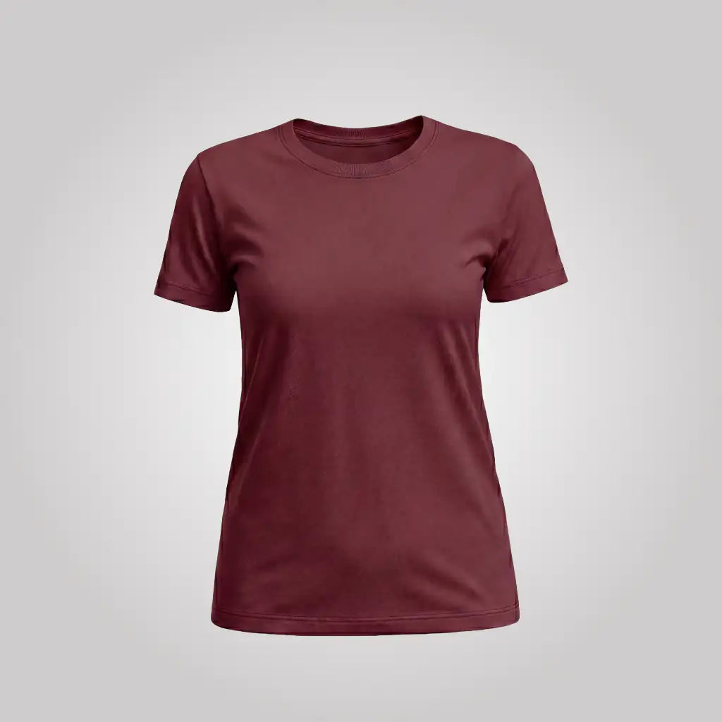 Women's Maroon Customise Casual Graphic T-Shirt | Short Sleeve Crew Neck - Mayaar Collections