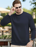 Men's Essentials Navy Blue Feel Cozy Fleece Long Sleeve Casual Sweatshirt - Mayaar Collections