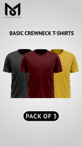 Pack of 3 Men's Premium Heavyweight Crewneck T-Shirts - Slim Fit