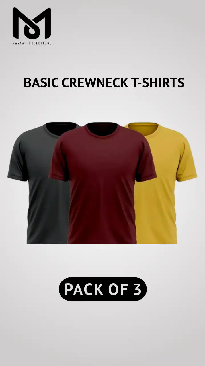 Pack of 3 Men’s Casual Short Sleeve Crew Neck Tees - Mayaar Collections