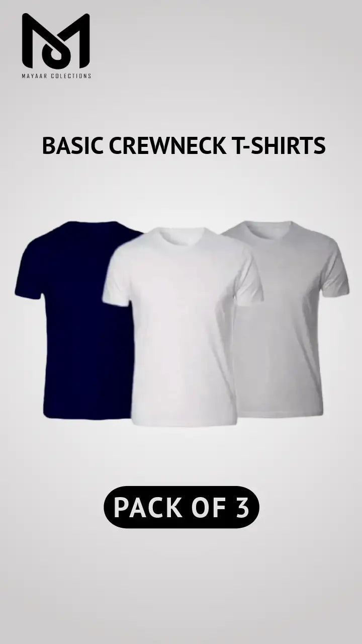 Pack of 3 Men’s Casual Short Sleeve Crew Neck Tees - Mayaar Collections