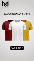 Pack of 3 Men's Premium Heavyweight Crewneck T-Shirts - Slim Fit