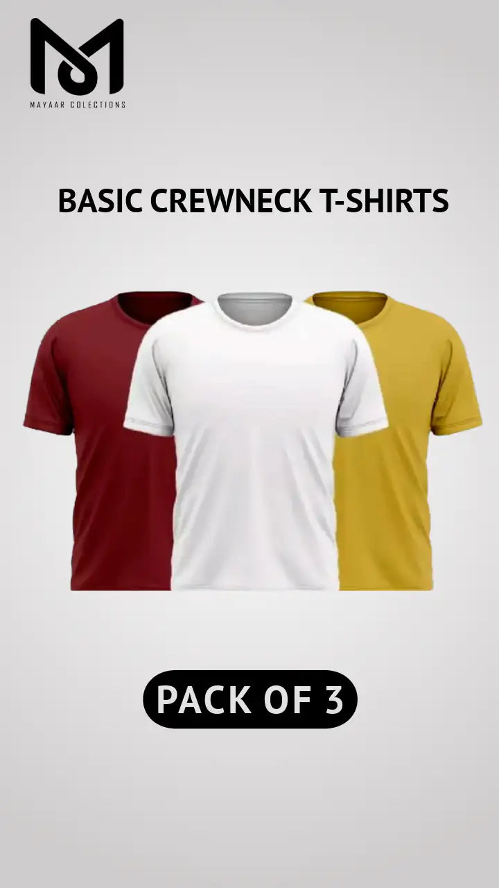 Pack of 3 Men’s Casual Short Sleeve Crew Neck Tees - Mayaar Collections