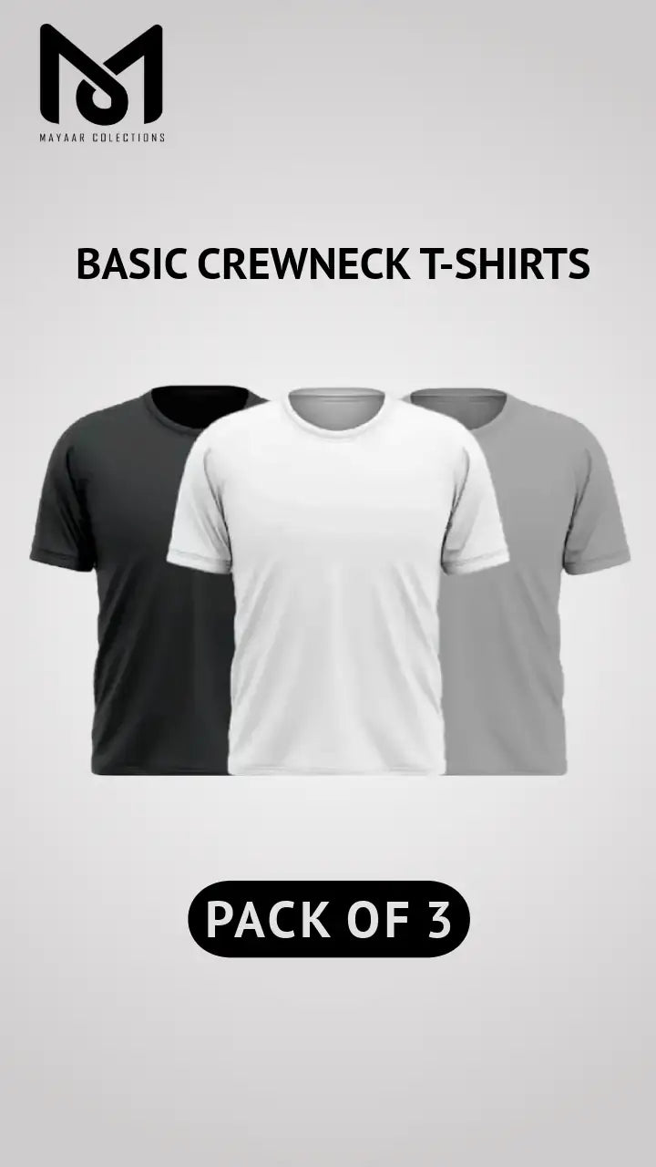 Pack of 3 Men’s Casual Short Sleeve Crew Neck Tees - Mayaar Collections