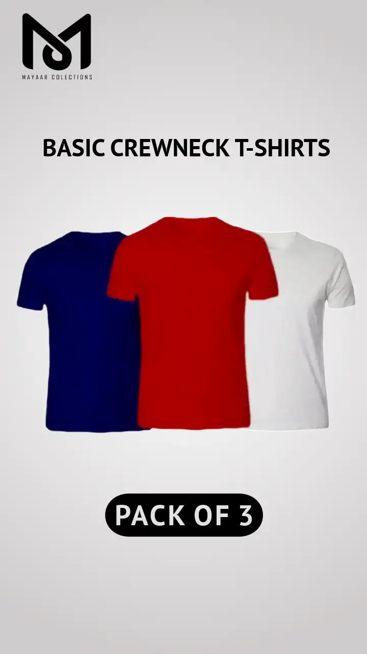 Pack of 3 Men’s Casual Short Sleeve Crew Neck Tees - Mayaar Collections