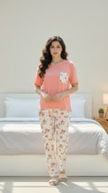 Women's Pajamas Set Short Sleeve Crewneck Shirt Top With Long Pants Sleepwear
