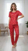 Women's Pajamas Set Short Sleeve Crewneck Shirt Top With Long Pants Sleepwear - Mayaar Collections