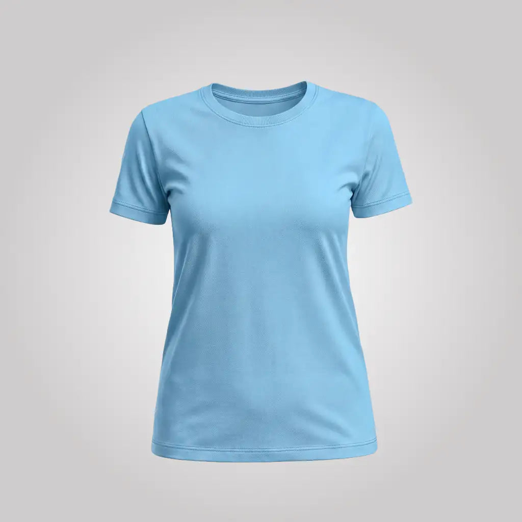 Women's Sky Blue Customise Casual Graphic T-Shirt | Short Sleeve Crew Neck - Mayaar Collections