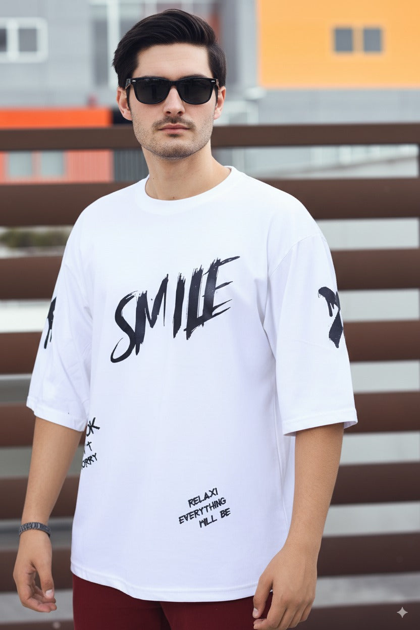 Men’s T-Shirt – Short Sleeve Crew Neck Casual Tee in White Printed Graphic T-Shirt