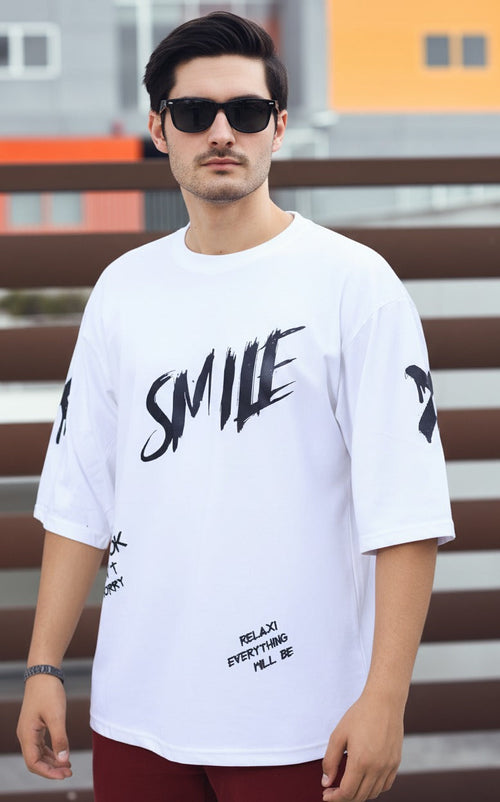 Men’s T-Shirt – Short Sleeve Crew Neck Casual Tee in White Printed Graphic T-Shirt - Mayaar Collections